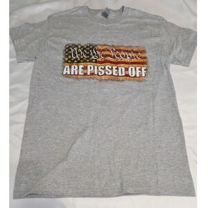 Gildan Graphic T-Shirt Women Small Gray Excellent We The People Patriotic Tee